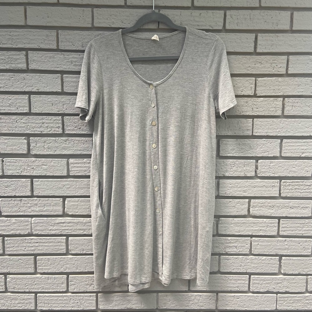 PinkBlush Grey Button Front Maternity Sleep Dress